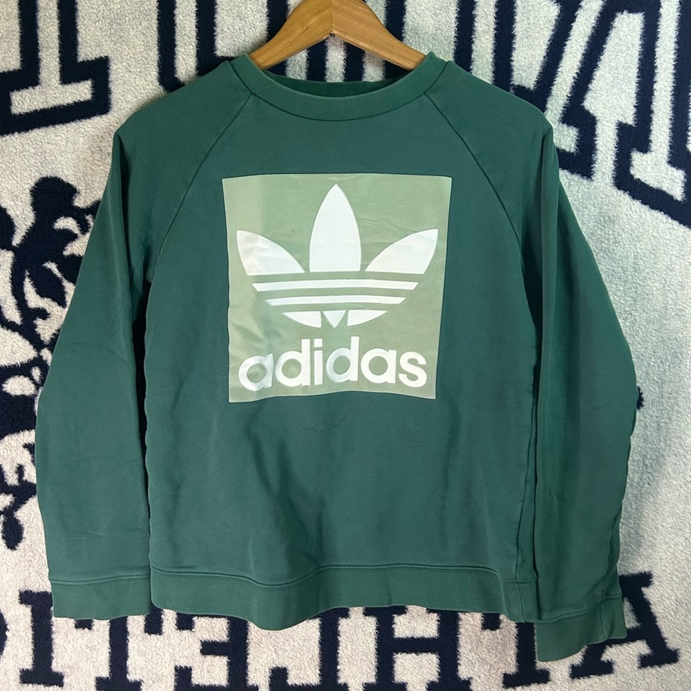 Adidas Originals Sweatshirt Trefoil Crew Neck Noble Green Small Big Logo